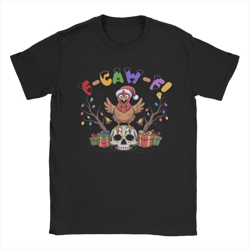 Men's T-Shirts Christmas F-Caw-F Chicken Hipster Pure Cotton Tee Shirt Short Sleeve  T Shirt Crew Neck Tops Printed