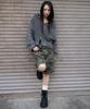 WEGO Distressed Knit Zip Size Sumikuro Women's Hoodie, Casual, Girly, Fall/Winter Outfit, F,