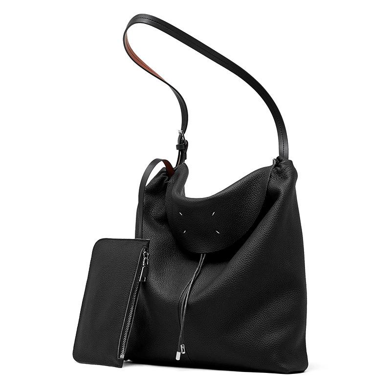 Leather Tote Bag, Underarm Bag, Simple and Fashionable Bucket Bag, Single-shoulder Crossbody Bag
