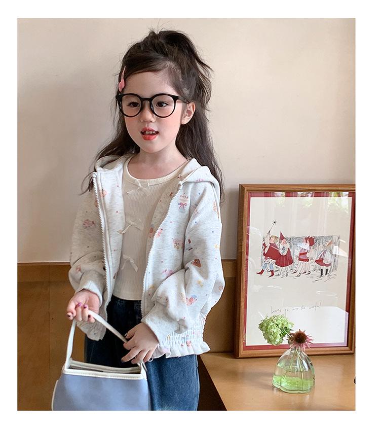 2025 Girls' Floral Hooded Cardigan - Spring/Autumn Sweatshirt for Kids