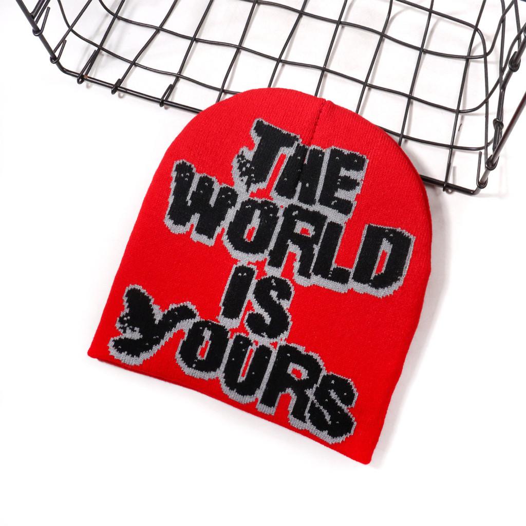 No Brand Knitted Hat With Letter Pattern For Streetwear And Winter Warmth