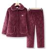 Langsha Women's Winter Coral Fleece Quilted Thermal Pajama Set