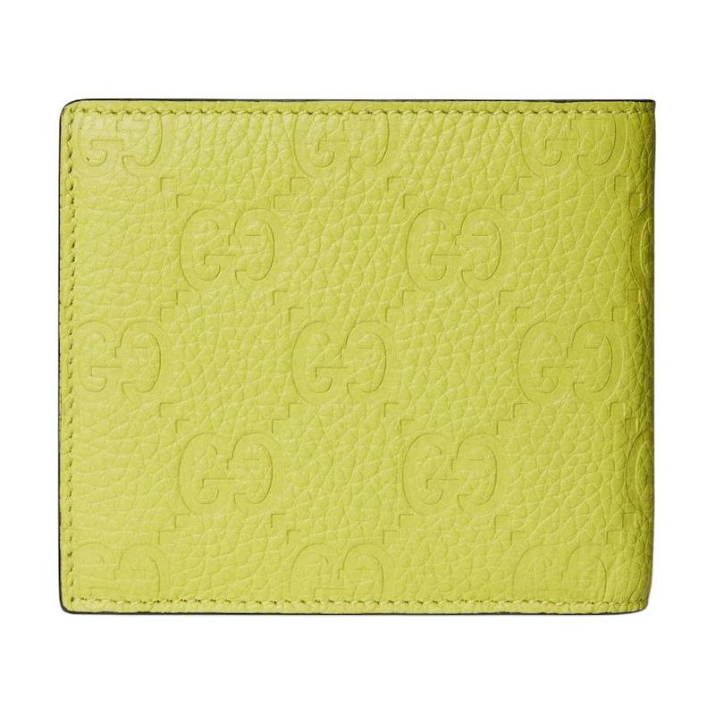 Gucci Printed Embossed Bi-fold Design Leather Coin Purse Men's Acid Green