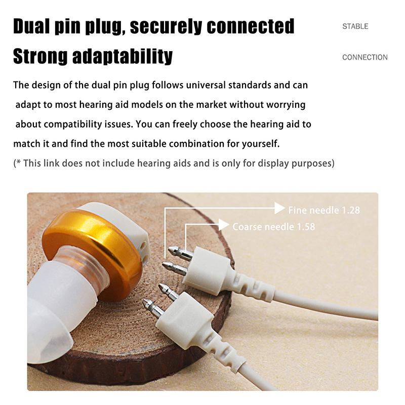 Hearing Aid 2 Pin Cable Body Aids Unilateral Cord Wire For Box Type/Behind-The-Ear Hearing Aid Heads