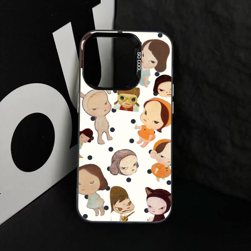 Art of Japan Y-Yoshitomo Nara Phone Case For iPhone 17,16,15,14,13,12,11 Plus,Pro Max,XS,Colored Silver Plated Inside Cover