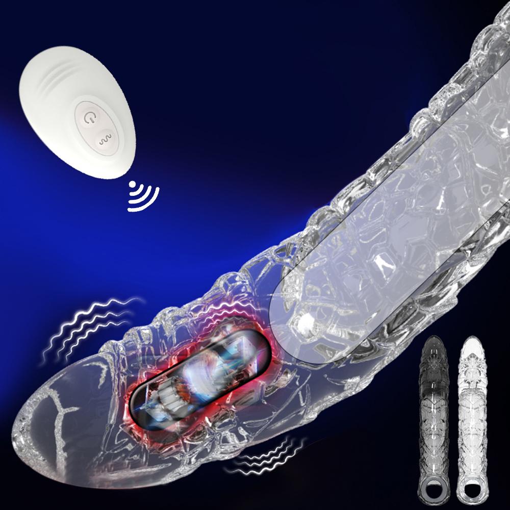 Penis Extension Sleeve Vibration Extend Adult Sex Toys Reusable Penis Sleeve Delay Ejaculation Dick Sleeve Sex toys for Men 18+
