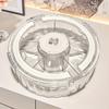 Dry Fruit Plate Rotating Snack Tray with Lid Handle 6-Compartment Divided Serving Platter Indoor Outdoor Dishwasher Safe Snack Server