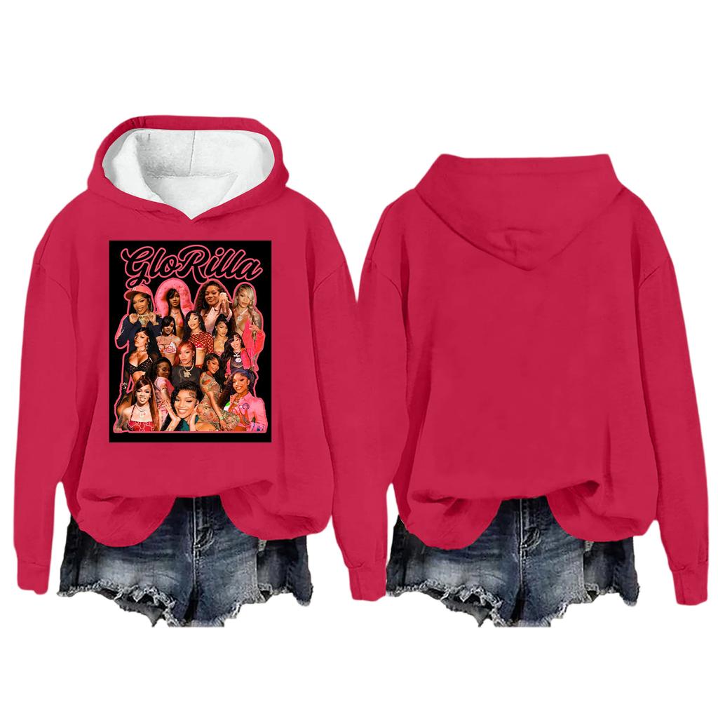 Women's Fashion Casual Long Sleeve Loose Printed Pullover Sports Long Sleeve Hooded Sweatshirt