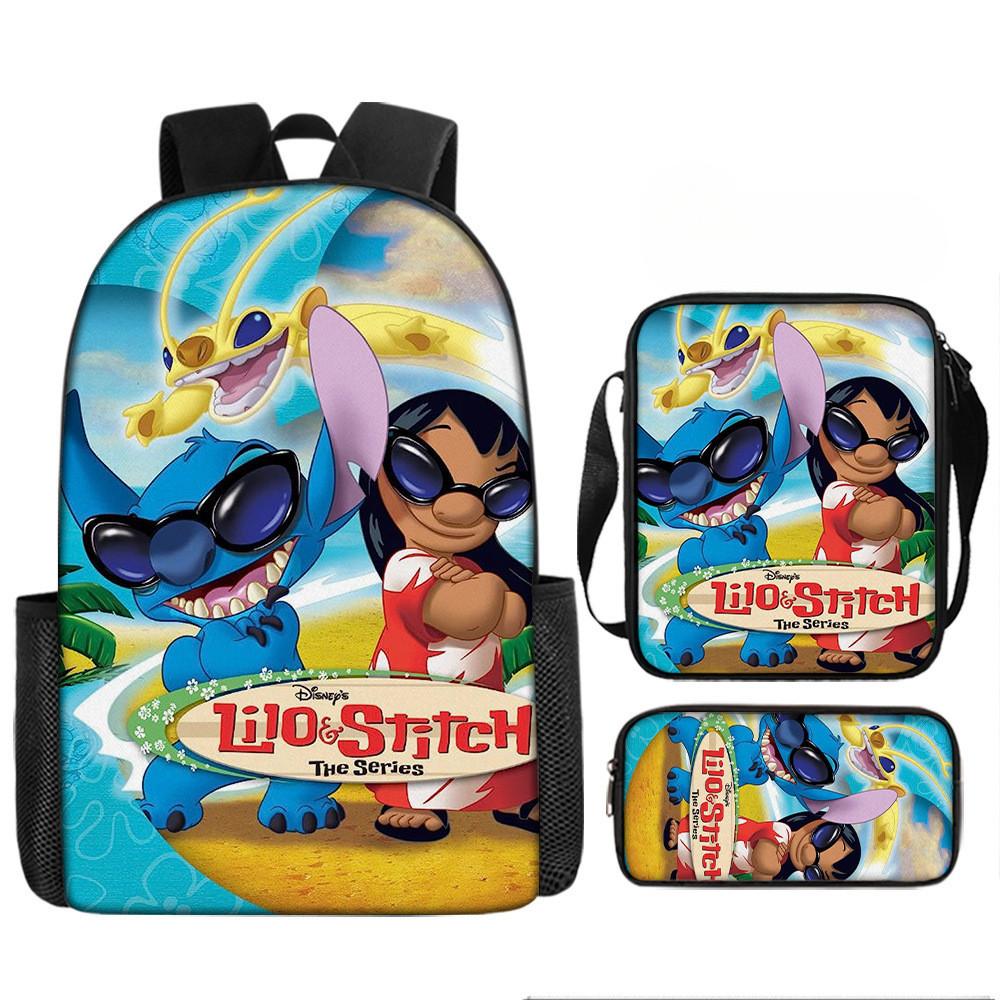 Disney Stitch School Backpack Oxford Cloth Lightweight Breathable Bookbag For Kids