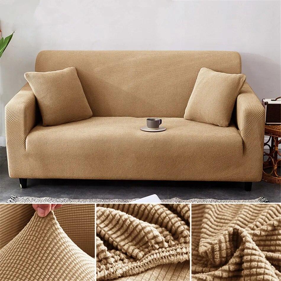 1/2/3/4 Seater Thicken Elastic Jacquard Sofa Cover Slipcover Stretch Polar Fleece L Shape Corner Sofa Covers for Living Room