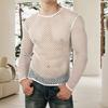 Männer Club Top Durchsichtige Aushöhlen Fishnet O Hals Kurzarm Lose Dünne Pullover Hip Hop Streetwear Männer T-shirt