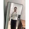Women's Autumn French Temperament Round neck bubble sleevesTop High-end White Shirt