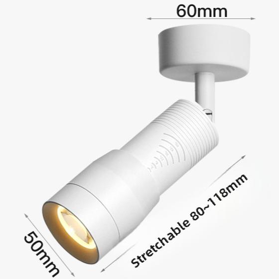 Adjustable 5°~60° Narrow Beam Angle Black White LED Focus Surface Mounted Ceiling Spotlights 7W Zoomable Spotlights with Zooming