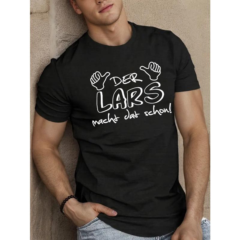 

European Size DER LARS Macht Dat Schon Men s Short Sleeve T-shirt Summer T-shirt Top 4XL чорний