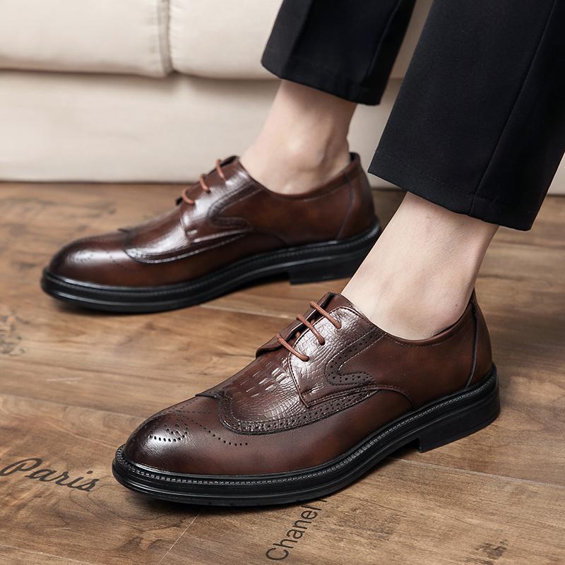 Fashion Luxury Brand High-end Banquet Men's Dress Shoes Interview Business Casual Shoes Commuting Men's Work Shoes Versatile Brown