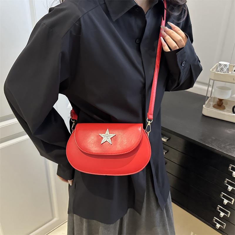 Fashi Star Women Pu Leather Shoulder Armpit Bags Thread Design Ladies Crossbody Saddle Bag Simple Girl Phe Handbags Purse