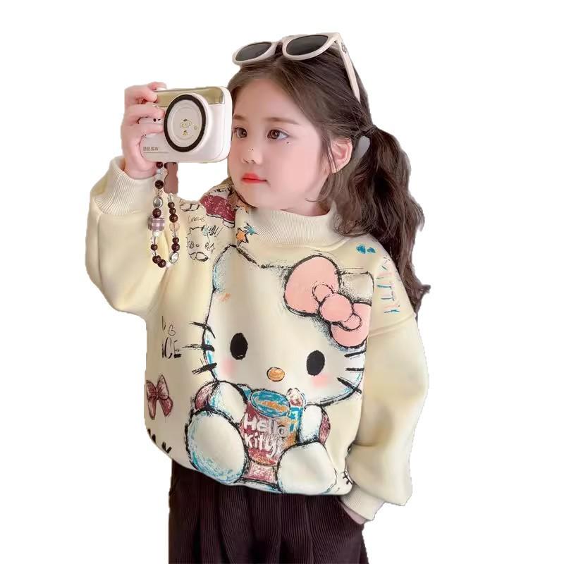 Girls' Fleece-Lined Sweatshirt: Autumn/Winter 2025 Trendy Children's Base Layer.