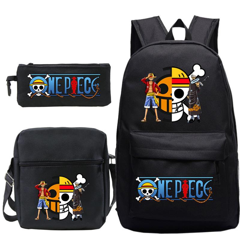 ONE PIECE Luffy Peripheral Student School Bag Three-piece Youth Backpack Shoulder Bag Pencil Case