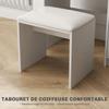Dressing table set with mirror and stool, drawer, cabinet with adjustable shelf for the bedroom 80L x 40D x 132H cm, white