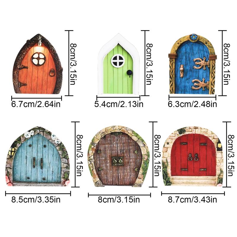 

6 шт. Садовая фея, гном, эльф, миниатюрные фигурки, окна, двери, украшения для дома, сада, художественная скульптура, статуя на дверь дома на дереве