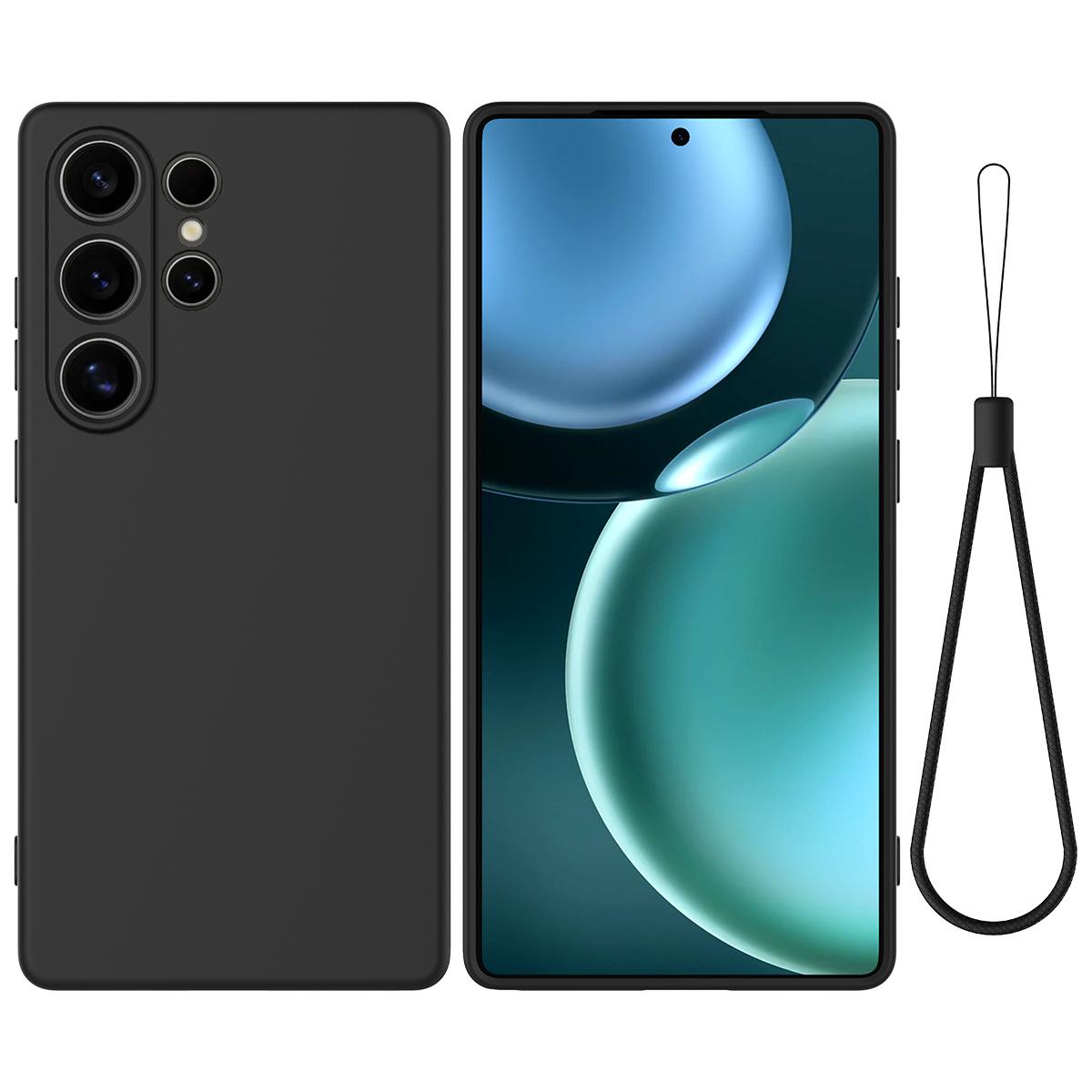 

Чехол для Samsung Galaxy S25 Ultra из жидкого силикона, защищающий от царапин, с ремешком для руки A