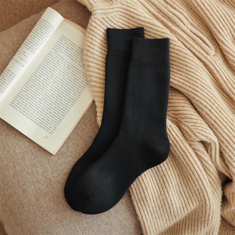 Men's Autumn and Winter Pure Cotton Plus Velvet Warm Hair Ring Boneless Tube Socks