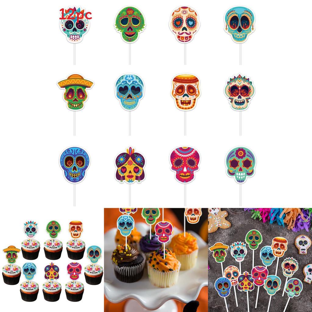 Skull Theme Cake Party Decor Paper Insert For Halloween And Party Venue