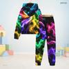 Kids Boys Girls Galaxy Smoke Printed Hooded Long Sleeve Sweatshirt Cuffed Pants Two Piece Set