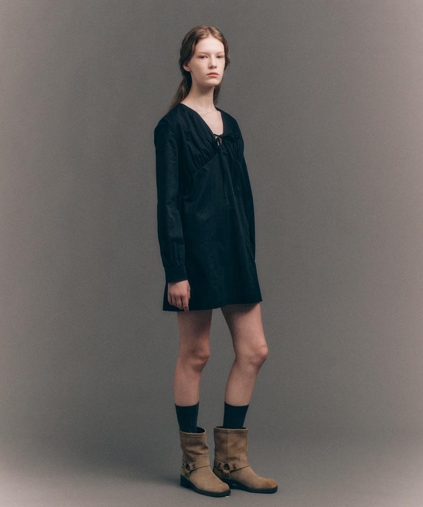 Seteo (W) Shirred Cotton Dress Black