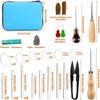 BUDDUR Zestaw Narzędzi do Szycia Skóry z Woskowanymi Niciami i Nakładkami na Palce Zestaw Akcesoriów do Ręcznego Szycia DIY Rękodzieło