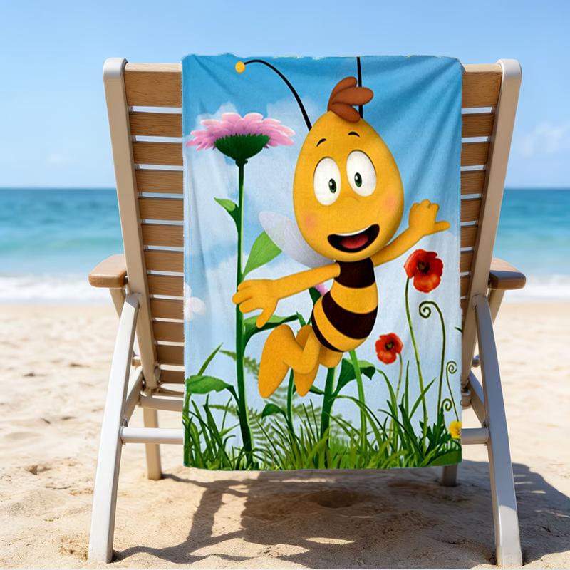 Ultra-Soft Beach Towel with Maya the Bee Theme,Ideal for Pool - Camping, Diving - Perfect Travel Essential, Vibrant Beach Towel.