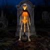 Halloween Yard Ornaments 2Pcs Solar Skeleton Stake, LED Garden Lights, Waterproof Lawn Stakes Realistic Skull Figurines for Outdoor Patio Walkway