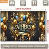 Happy Father's Day Backdrop, Black and Gold with Balloons, Candles and Fireworks for Father's Day Party