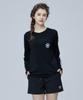 Leijibi [Set] Lettering Loose Fit Long Sleeve Rash Guard + Swim Shorts Set W Black