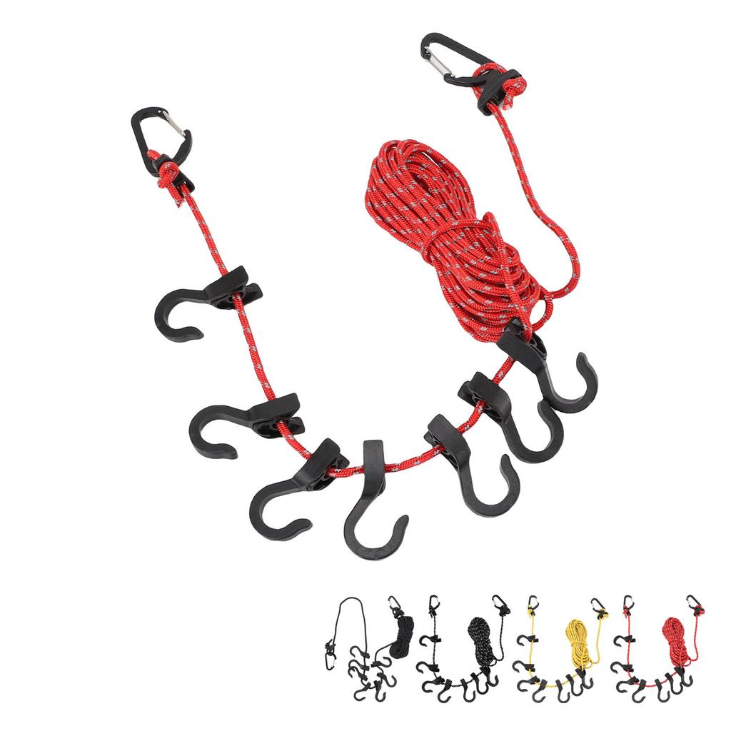 Portable Travel Clothesline Adjustable 16.4ft Length Clothes Drying Rope Windproof 5m Clothesline Wi