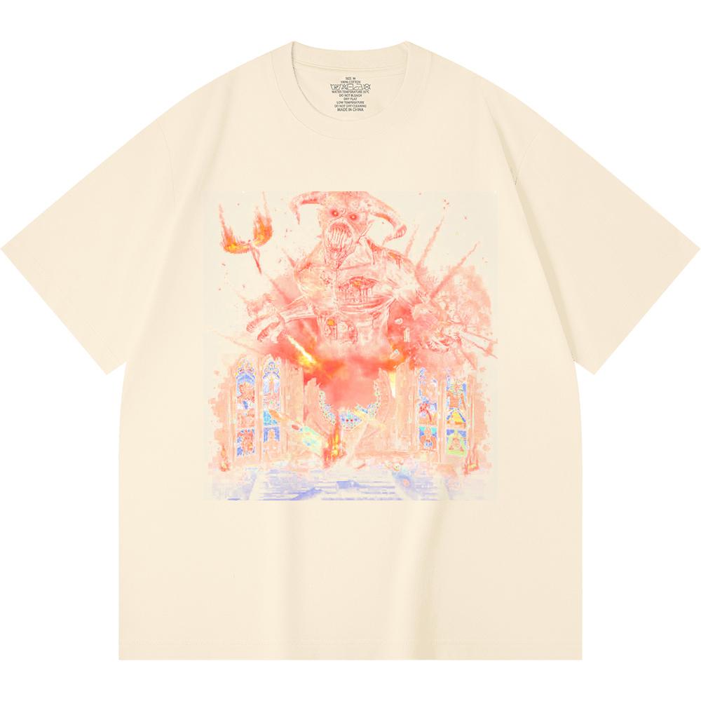 230 Gsm 100% Cotton Heavy Metal T-Shirt  Rock Band Popular Music Print Unisex Heavy Cotton T Shirt