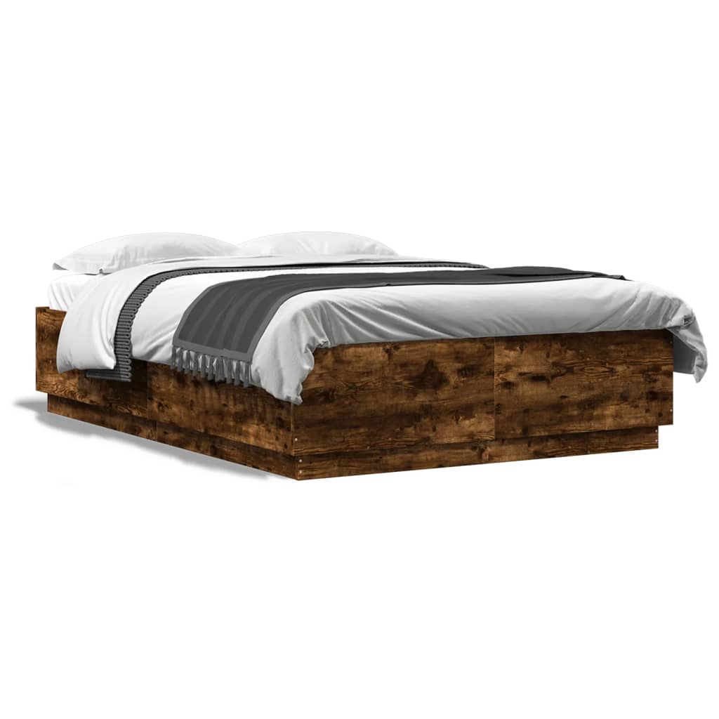 Bed Frame Smoked Oak 120x200 Cm Engineered Wood