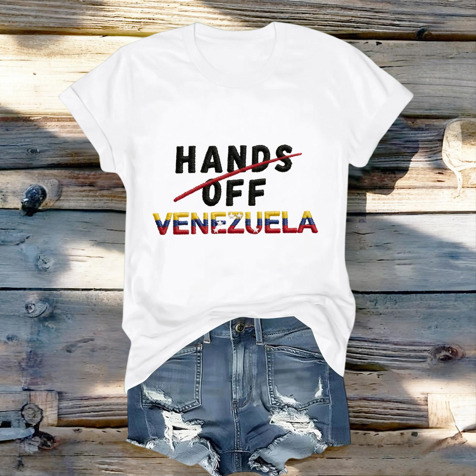 

Women s Fashionable Round Neck Casual Retro Print Short Sleeved T-shirt Top XL білий