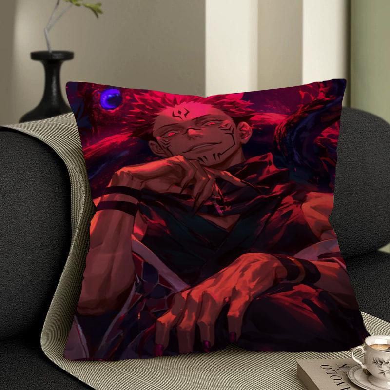 Poduszka Anime R-Ryomen S-Sukuna Poduszka Anime Pokrowiec na Poszewkę Poduszki na Kanapę Łóżko Zagłówek Pokrowiec na Poduszkę 45x45 Cm Modny