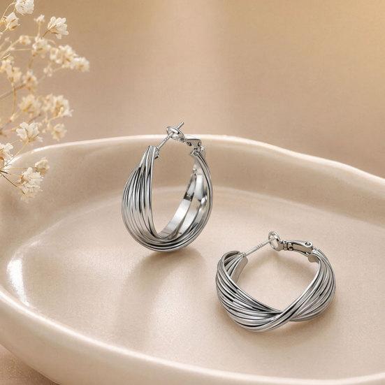 1 Pair Twisted Hoop Earrings for Women, Minimalist Chunky Twisted Earrings, Large Vintage Jewelry for Daily Prom Party