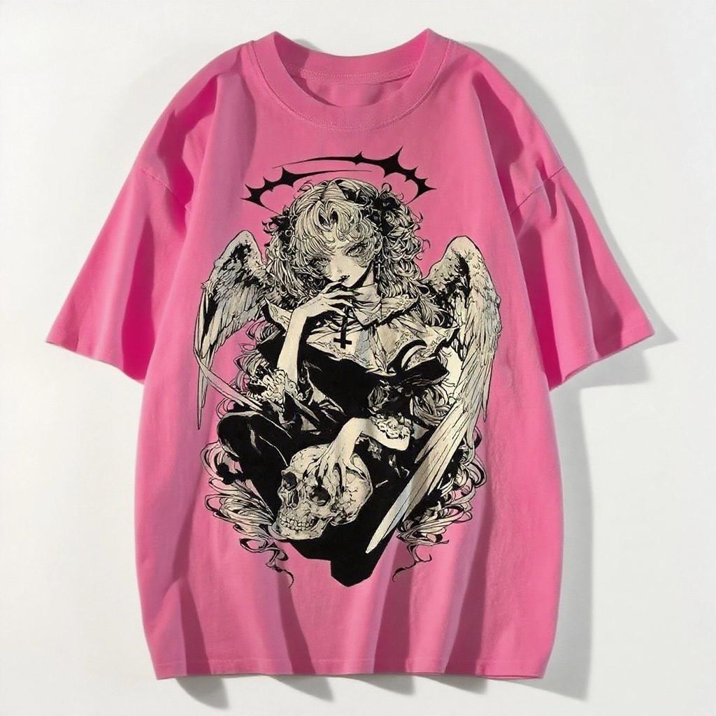 2025 American Devil Style Printed Short-sleeved Summer Casual Fashion Top Crew Neck Cotton Cool Breathable T-shirt