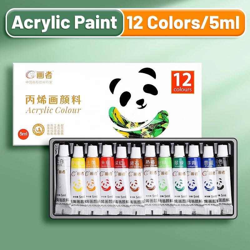 Acrylfarben-Set 12/18/24 Farben 5ml/0,17oz, Wasserfest Tragbar Kunst Reiche Pigmente für DlY Basteln, Zeichnen, Malen, Leinwand, Stein