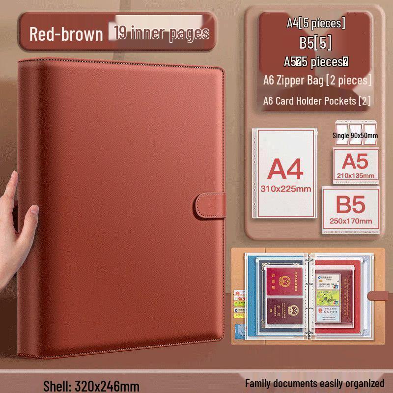 Portable Family Document Organizer: Loose-leaf, Multifunctional, Transparent, Large-Capacity Album for Birth Certificates & Household Records.
