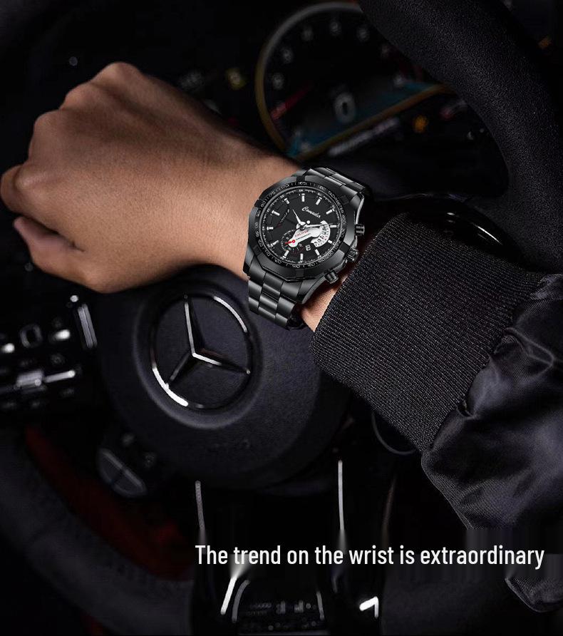 Men's Luminous Waterproof Automatic Calendar Watch with Large Dial