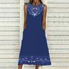 Oversized Ladies Sleeveless Round Neck Dress Soft Mixed Floral Printed Flowy Midi Gown