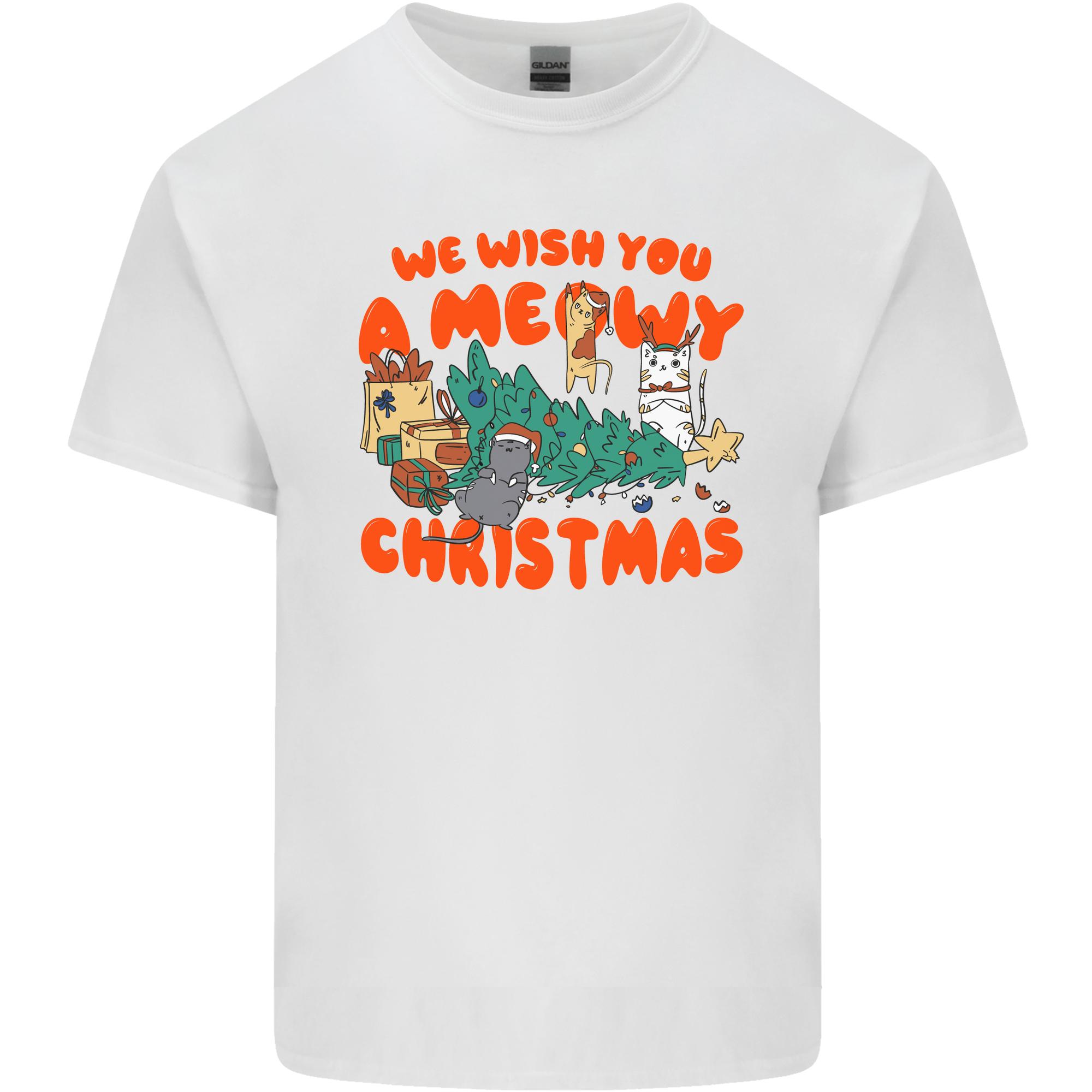 Christmas Cat Meowy Funny Christmas Tree Chaos Unisexs Light Cotton TShirt S