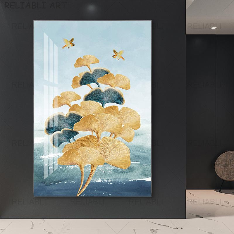 

Абстрактний барвистий листя гінкго білоба друкує сучасний живопис на полотні HD Wall Art Poster для вітальні Галерея Домашнє прикраса 30x45CM NO FRAME