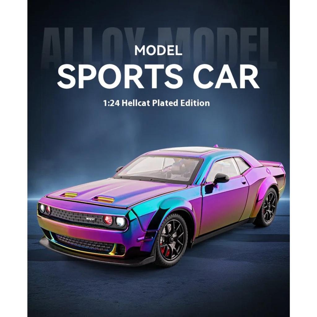 1/24 Dodge Hellcat Electroplating Version Car Model Alloy Die Cast Sports Car Toy Adult Collectible Ornaments Boy Birthday Gift
