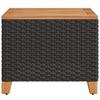 Garden Table Black 45x45x37 cm Poly Rattan Acacia Wood