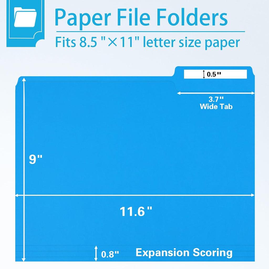 File Folder, 20 Pack File Folder, 1/3 Cut Tab, Letter Size, Filing Folder for Office School Business, Black